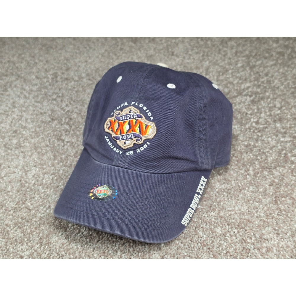Vintage NFL Super Bowl XXXV Hat Twins Enterprise 2001 Tampa Florida Navy Blue